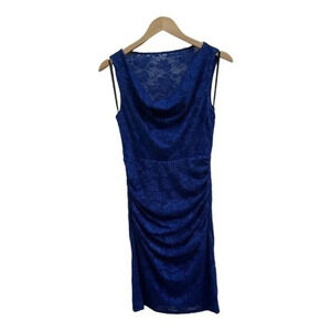 Laundry By Shelli Segal Lace Dress Sleeveless Lined Polyester Blend Blue Size‎ 2